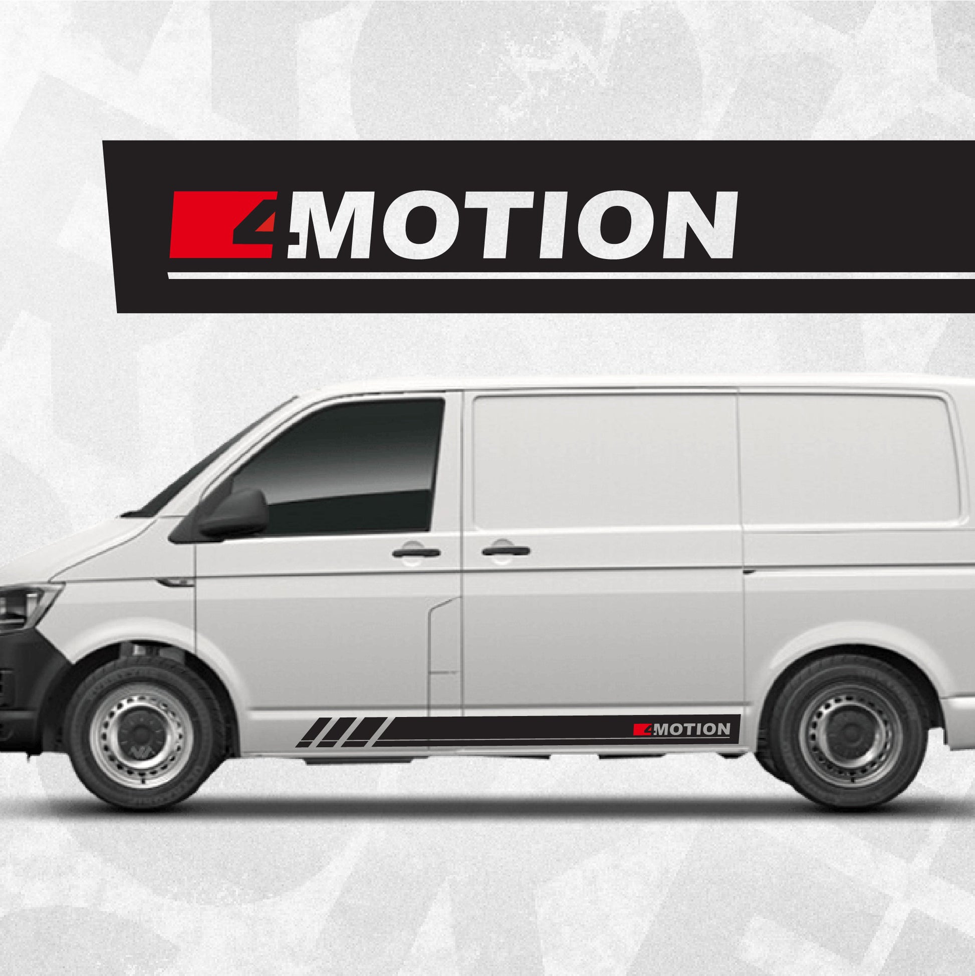 4MOTION Volkswgen Transporter Side Stripe Decal Kit - fits T4 T5 T6 Transporter, Multivan, California models