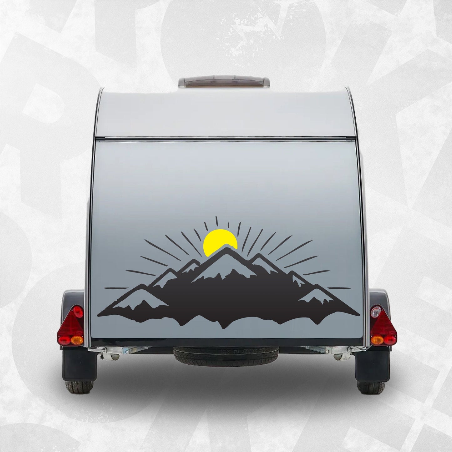 Camper Decal Mountains and Sun - RV Trailer, Camper, Van, Car vinyl sticker