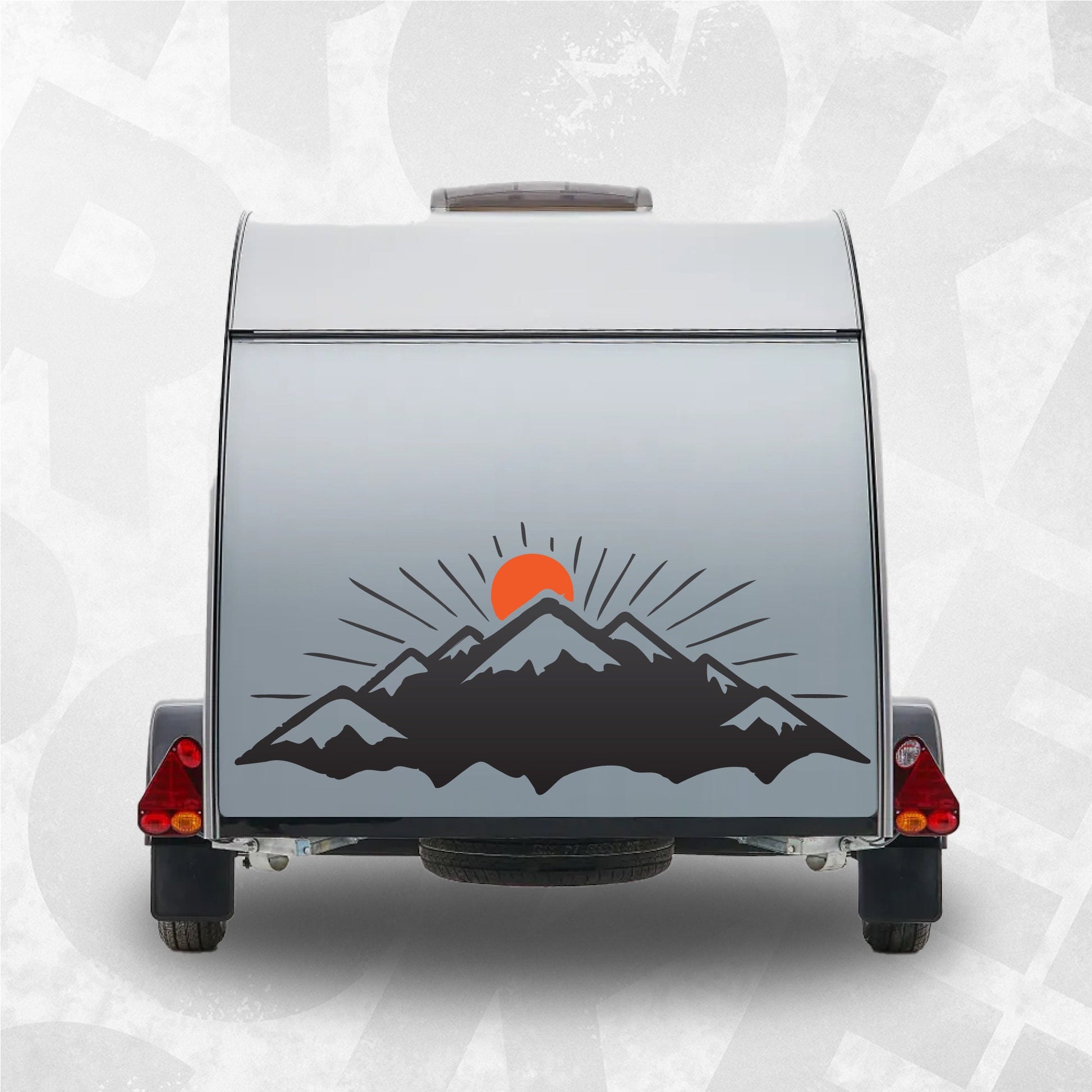 Camper Decal Mountains and Sun - RV Trailer, Camper, Van, Car vinyl sticker