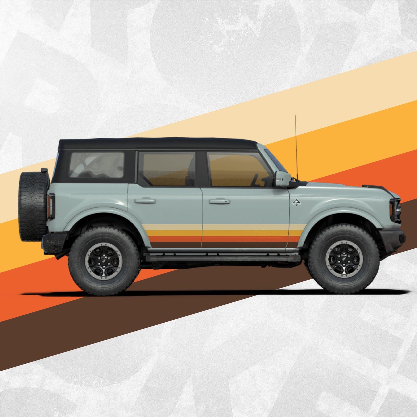 Ford Bronco Decals - Sunset Retro Sticker - Side Stripe Wrap Kit of 2