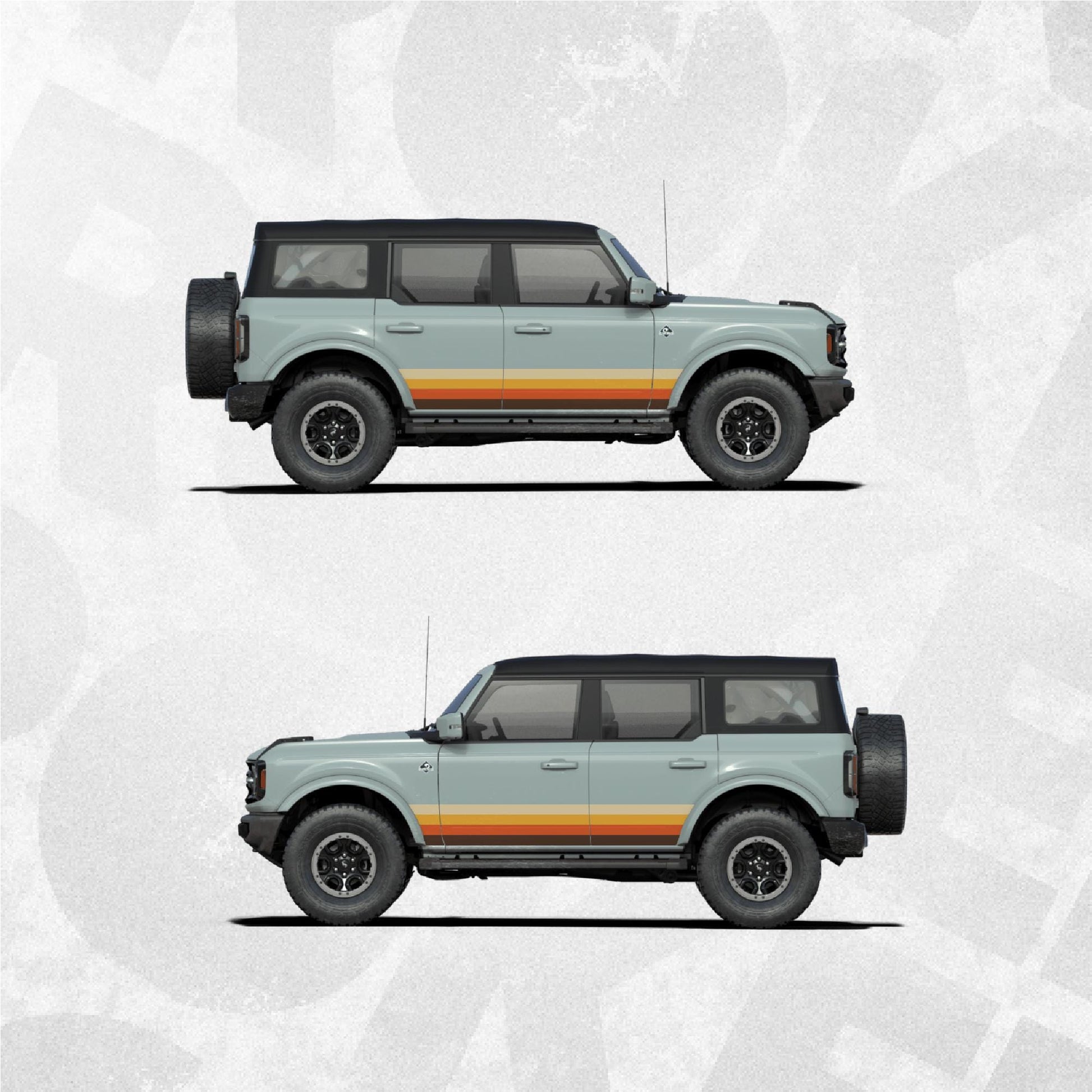 Ford Bronco Decals - Sunset Retro Sticker - Side Stripe Wrap Kit of 2