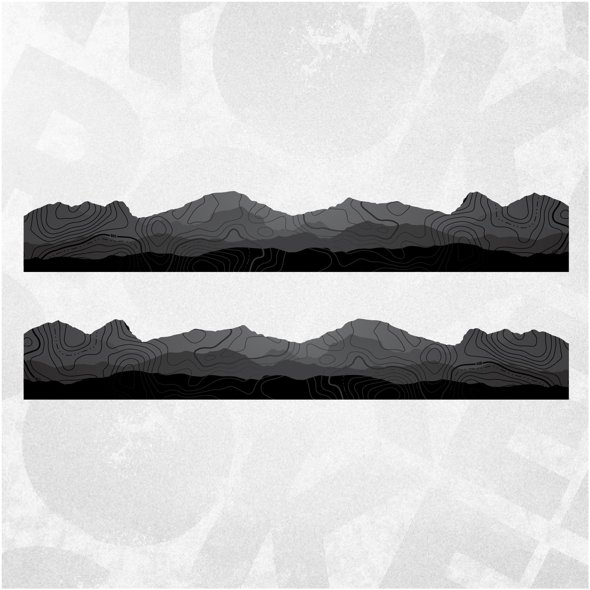 Toyota 4Runner Decals - Mountain Landscape Topographic Map Pattern in Black Scheme - Side Stripe Wrap Kit of 2