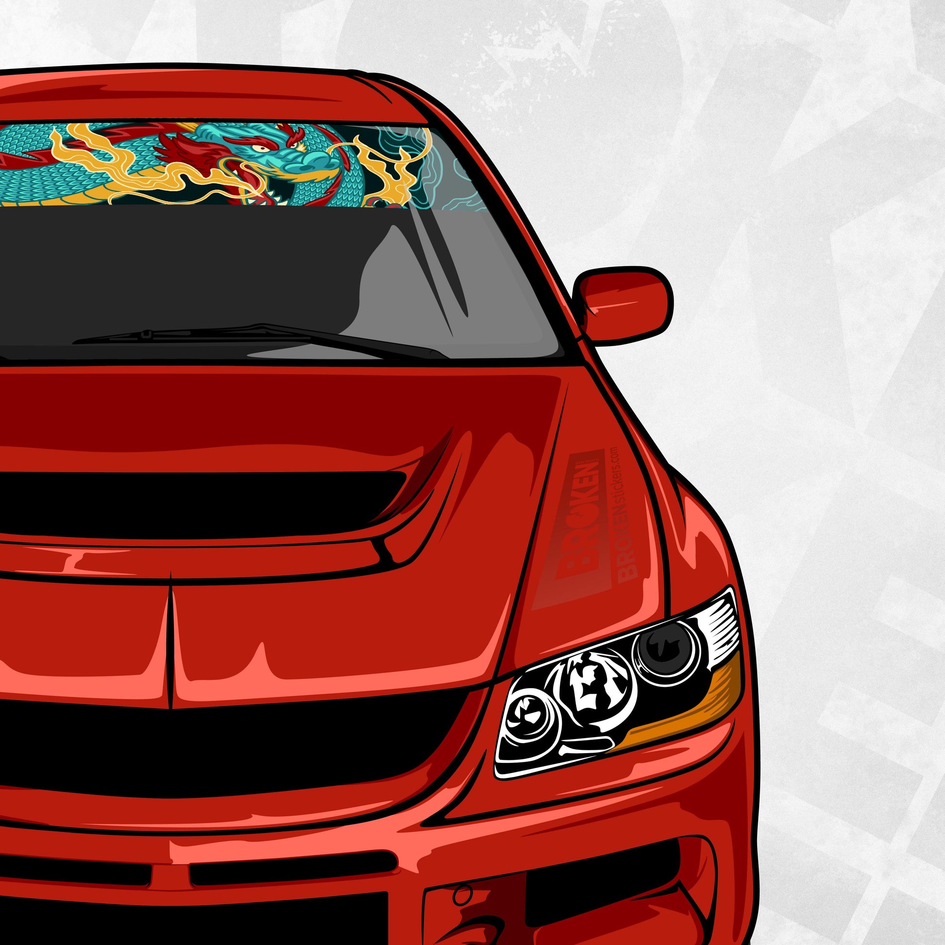 Japanese Dragon Windshield Banner Decal - Printed JDM Vinyl Car Sticker, Universal fit