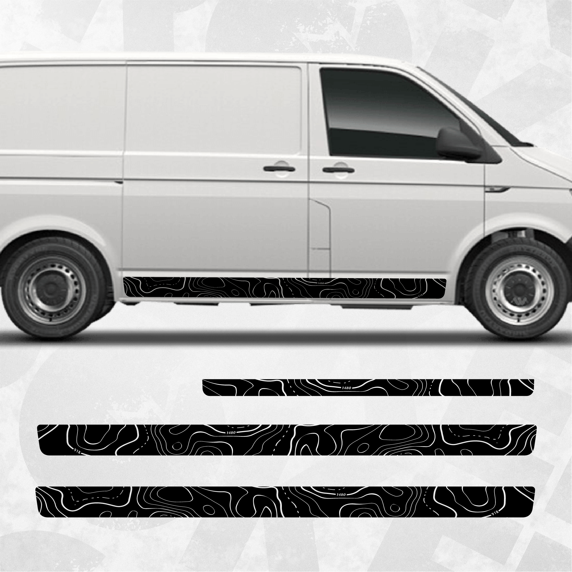 VW Transporter Multivan side stripes - TOPOGRAPHIC pattern – BROKENstickers